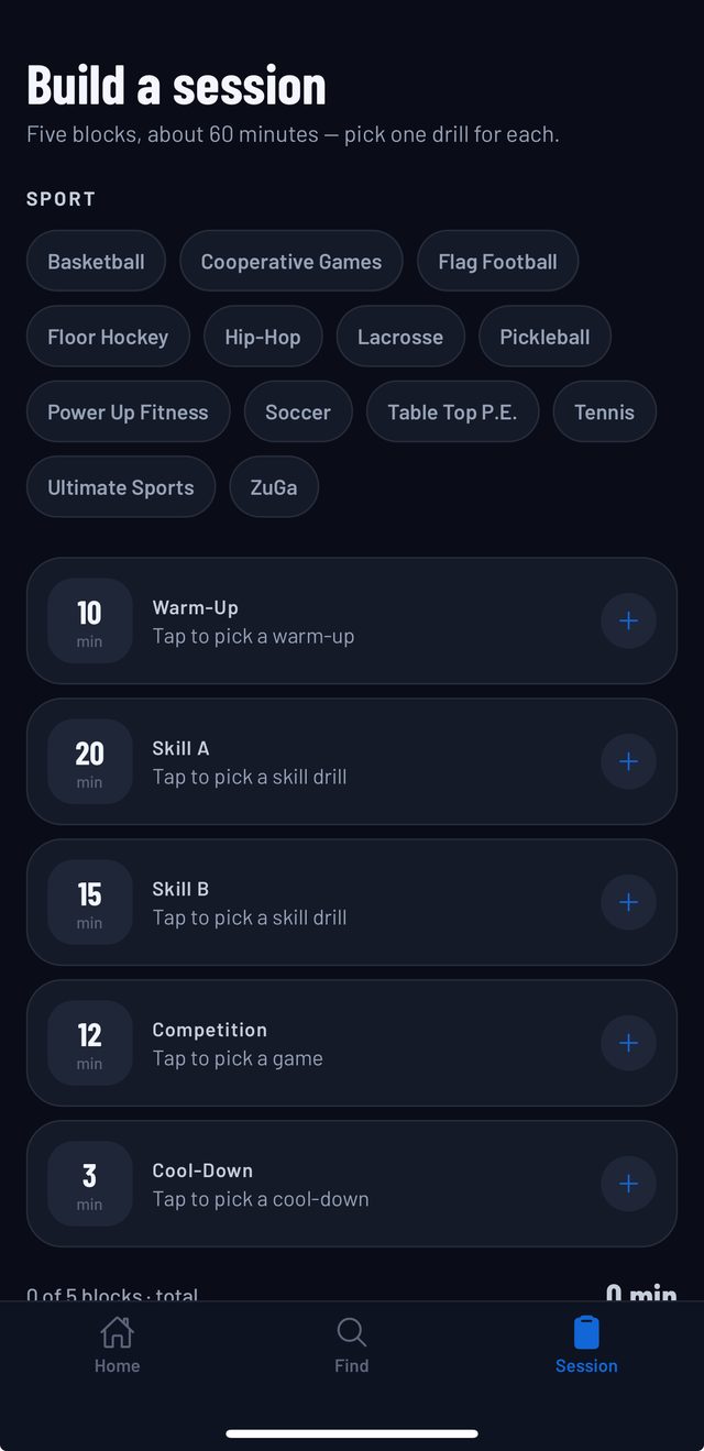 Royal Athletes session builder